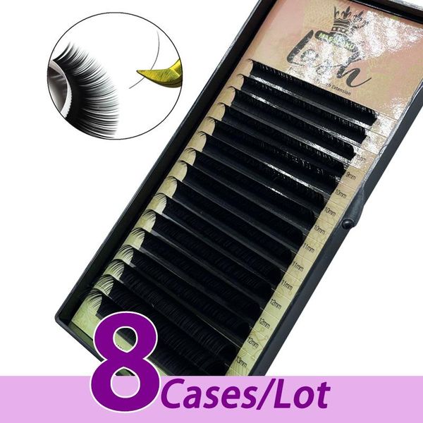 

false eyelashes 8pcs/lot fast ship quality lash trays volume pbt korean materials and custom color box individual mink eyelash extension