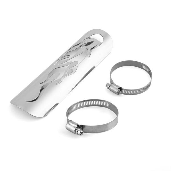 

universal vintage motorbike exhaust system muffler pipe chrome plated motorcycle modified curved heat shield cover guard moto parts