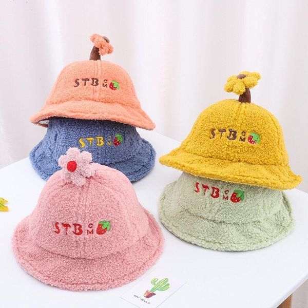 

cute boys and girls cap with embroidery children's fashion fisherman's hat pography props autumn winter toddler kids caps & hats, Yellow