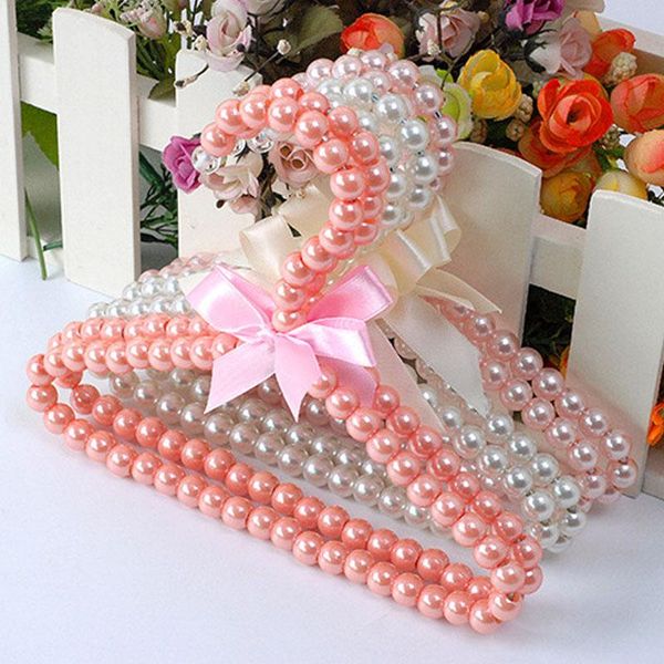 

5pcs/lot pet dog clothes hangers white pink handmade exquisite pearl hanger portable durable rack accessories apparel