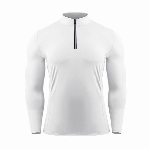 

mens yoga t shirts outdoor sports long sleeve quick dry running fitness training basketball stretch exercise breathable half zipper stand co, White;black