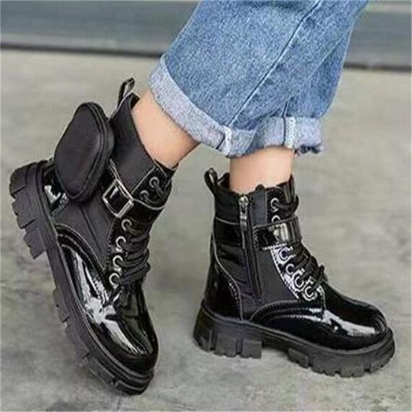 

Fashion Style Girls Boots Autumn Martin Boot Kids PU Leather Tide Shoe Children Winter Shoes Size 27-35, As picture