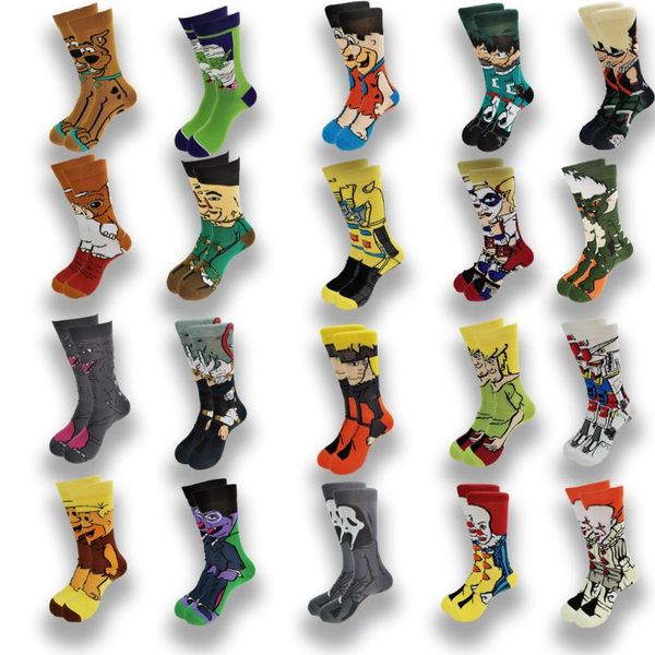 

men's socks cartoon anime character mens and women's funny casual street stance creative cotton warm crew, Black