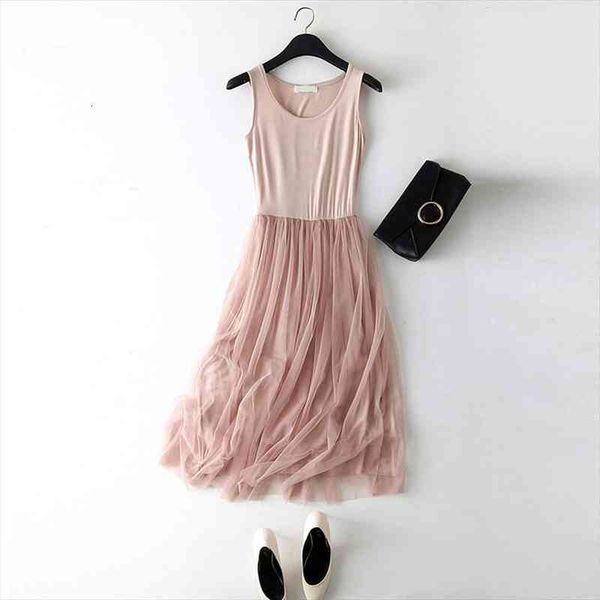 

lace vest dress women sleeveless o-neck loose spaghetti strap spring summer dress cotton elegant party dresses, Black;gray