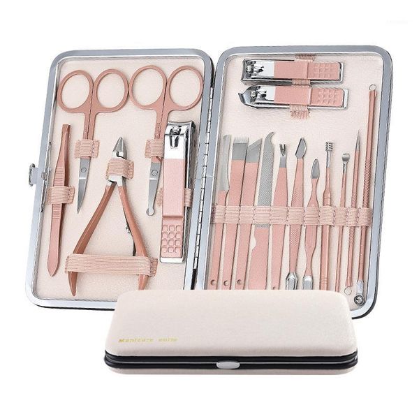 

test stainless steel nail clippers manicure tool pedicure sets 18 piece trimmer nipper scraper scissors with est color1