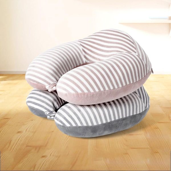 

travel aircraft pillow striped health care u-shaped memory foam creative neck soft slow rebound space patchwork