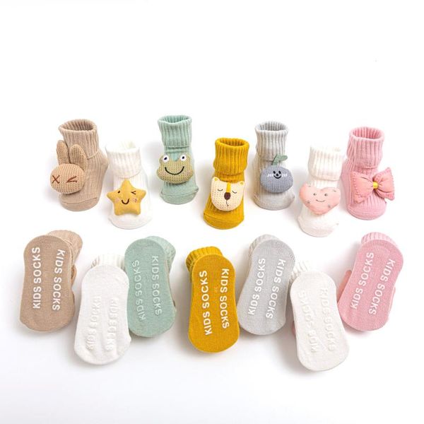

socks toddler baby boys girls 3d lion medium tube floor anti-slip infant 0-3 years soft warm cotton sock shoes, Pink;yellow
