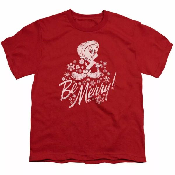 

looney tunes merry tweety kids youth t shirt licensed cartoons tee red, White;black