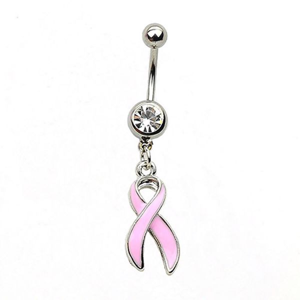 

d0803 belly navel button ring pink color, Silver