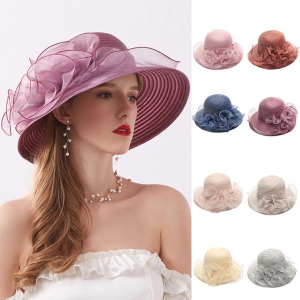 

women's organza church kentucky derby fascinator bridal party wedding hat outdoor hats, Black;white