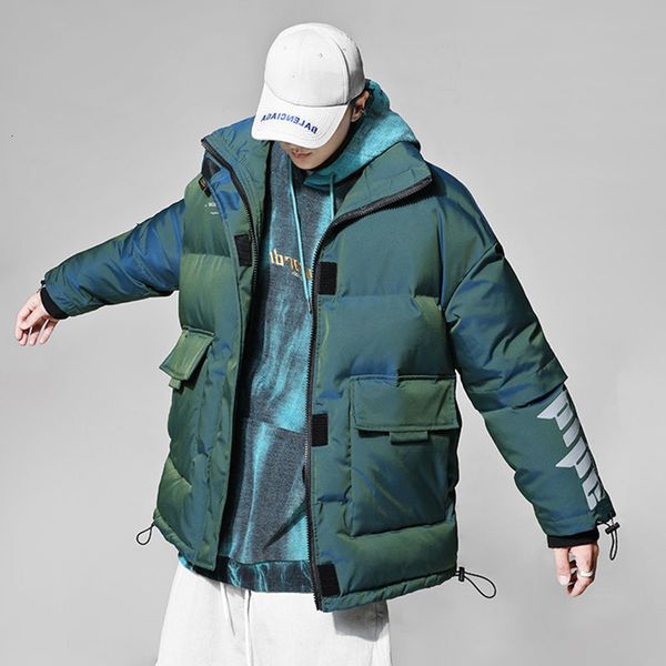 

2021 winter jacket men new star street windbreaker hoodie zipper casual jacketcouple thick coat, Black