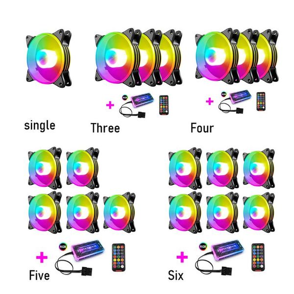 

12cm small 6 pin case pc cooling fan quiet control rgb deskcomputer fans cooler with controller kit cables & connectors