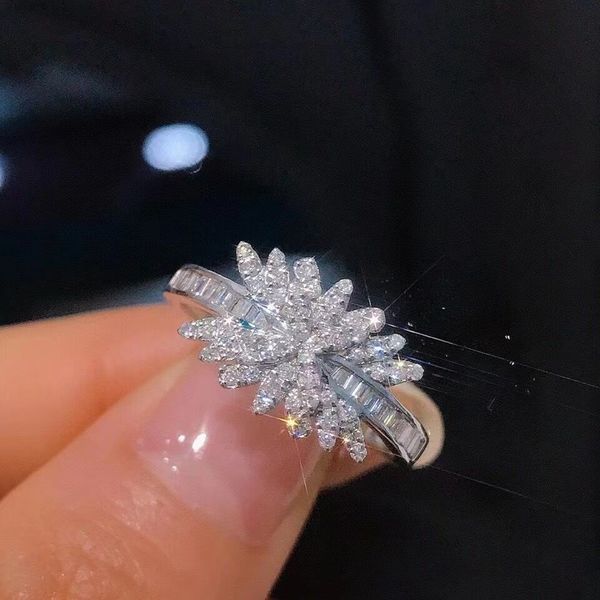 

2021 unique lab moissanite promise ring 925 sterling silver engagement wedding band rings for women bridal finer jewelry, Slivery;golden