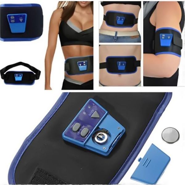 

waist support pvc belt abs muscle toning gym fitness slimming abdominal massage set stimulate burner weight loss, Black;gray