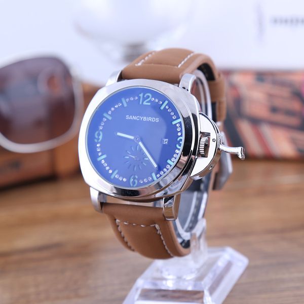

counter business luminous men's watch small second dial calendar non mechanical quartz large dial watch, Slivery;brown