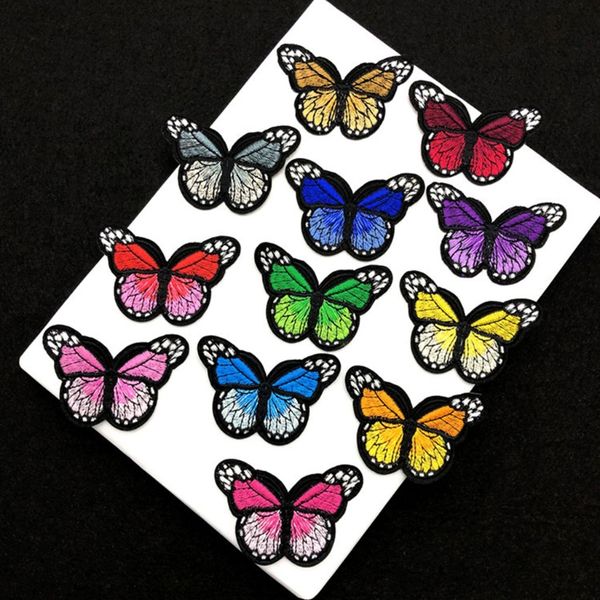

fabric swatches 12pcs/set colorful butterfly sewing/iron on appliques embroidery patches for clothing art crafts diy badge sticker decor, Purple;ivory