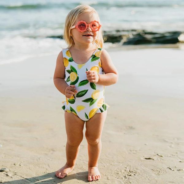 

summer swimsuit for little girls bikini toddler baby set fruits print kids swimwear bathing suit one-pieces, Black