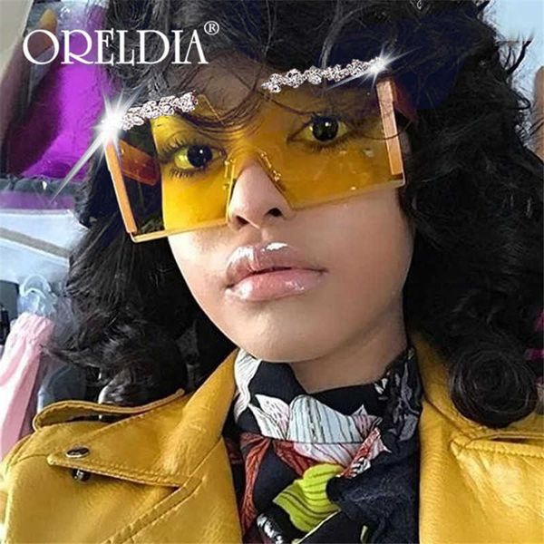 

sun glasses oversized square rimless rhinestone glasses women brand designer flat diamond female one piece gafa de sol, White;black