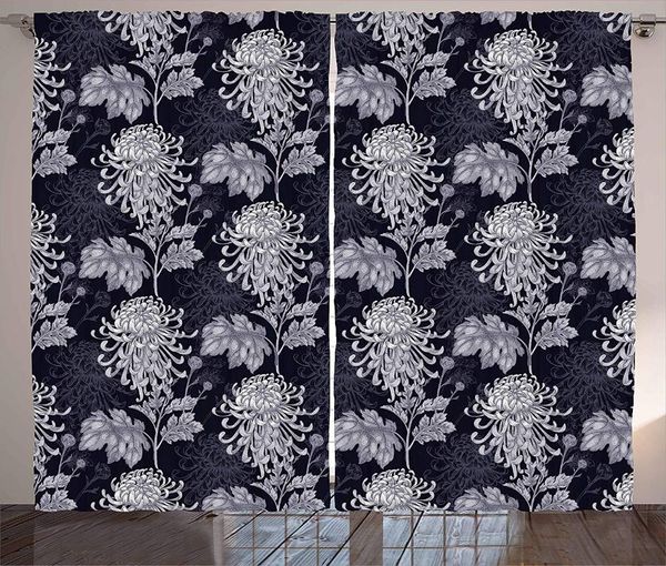 

curtain & drapes floral curtains gothic flower bouquet chrysanthemum blooming harvest baroque artful motif living room bedroom window