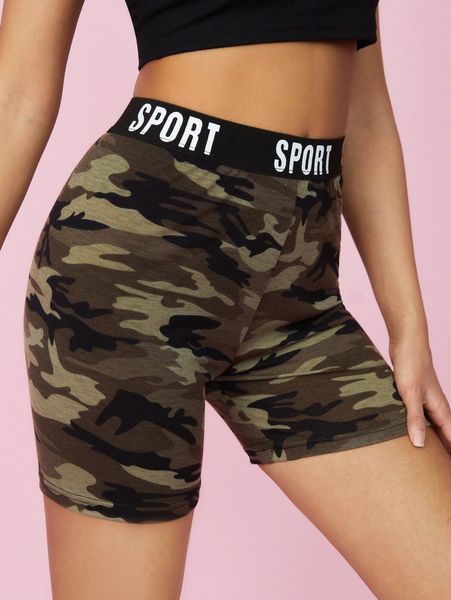 

petite camo print biker shorts k6gu#, Black