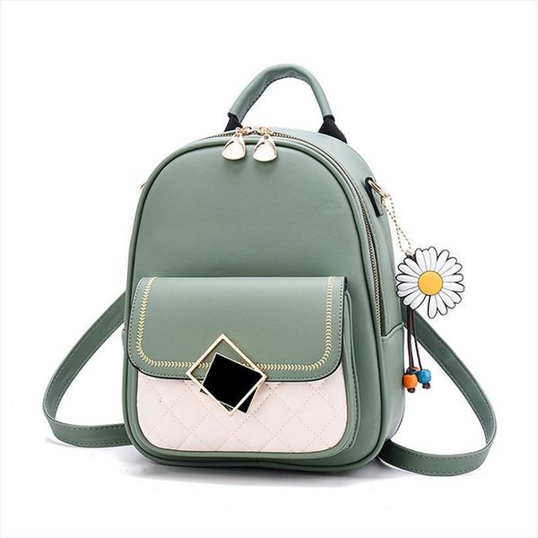 

backpack women solid color small girl cute casual pu leather female bagpack