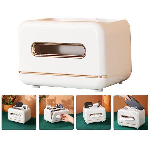 

tissue boxes & napkins 1pc multipurpose storage box creative paper for living room bedroom (white)