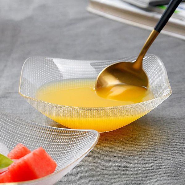 

dishes & plates japanese square salad bowl creative glass home fruit plate dessert soup tableware kitchen utensils