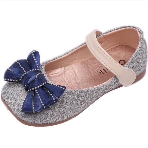 

girls princess shoes 2021 autumn fashion square head baby soft bottom bow children leather pu kids loafers flat, Black;grey