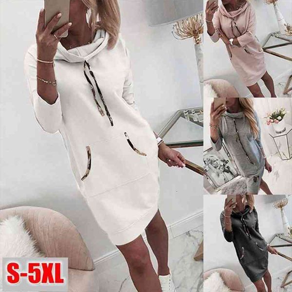 

autumn winter womens fashion long sleeve hoodies dresses slim casual hooded dress femme plus size pullover clothing vestidos, Black;gray
