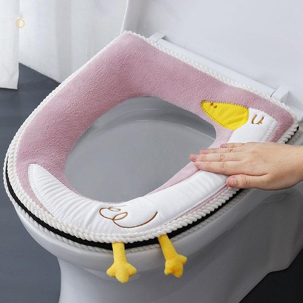 

toilet seat covers cover with handle cute cartoon soft plush washable universal cushion mat winter waterproof bathroom