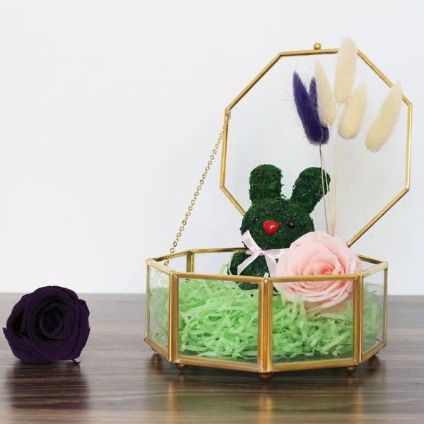 

gift wrap large size metal transparent glass box diy eternal flower decorations festival surprise cosmetic storage organizer