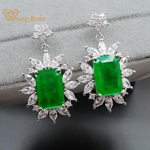 Baumelnder Kronleuchter Wong Rain Vintage 925 Sterling Silber Erstellt Moissanit Smaragd Edelstein Geburtsstein Tropfenohrringe Feiner Schmuck Großhandel