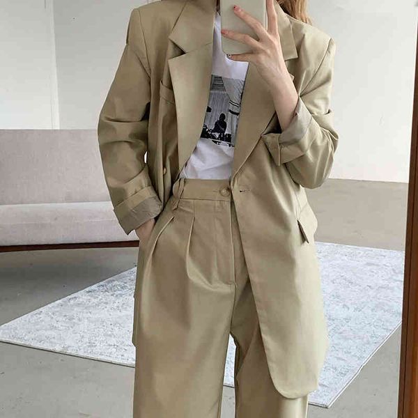 

women's two piece pants hzirip women's blazer set for office, retro street clothes, chic, casual spring, in solid color, with pant, White