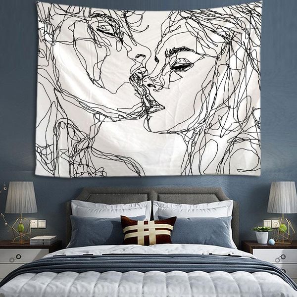

tapestries wall tapestry simple love black and white lover hanging for home deco living room bedroom art large size