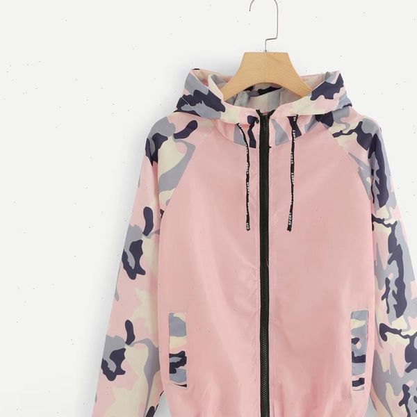 

women sweatshirt fashion long sleeve patchwork hooded zipper pockets casual sport ladies grils coat blouse top, Black