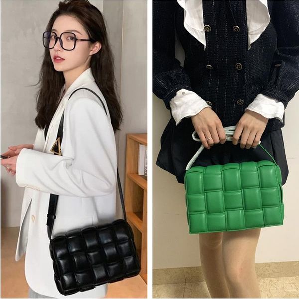 

temperament casual business fashion bag cowhide women style leather cross body ladies woven messenger shoulder bags luxury designer handbag
