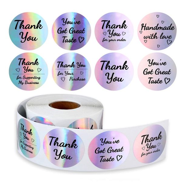 

1.5 inch laser round adhesive sticker thank you thanks stickers gift wedding decoration 1221219