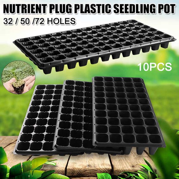 10pcs semeando bandeja plástica bandeja de berçário plantas suculentas sementes de potenciômetro crescer caixa da caixa j2Y 210615