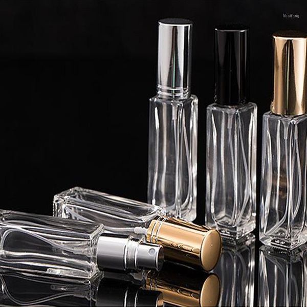 

storage bottles & jars 10ml transparent thin glass spray bottle sample vials portable mini perfume atomizer gold silver cap travel