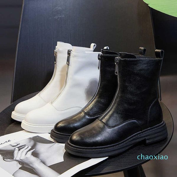 

boots women's front zipper of spring and autumn product 2021, Black