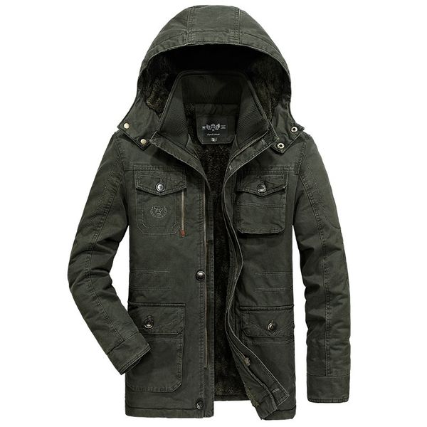 

men's leisure outdoor autumn and winter medium long pure washing cotton clothes 5735, Black
