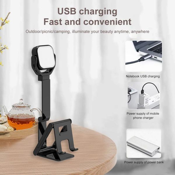 

cell phone mounts & holders 2 in 1 multi-function deskfoldable stand holder live camera bracket with 5w fill light for ipad xiaom