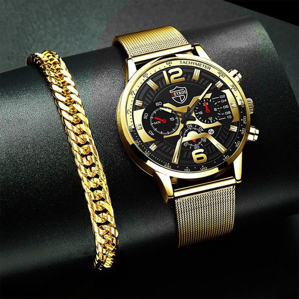 

wristwatches luxury mens bracelets watches fashion men stainless steel mesh belt quartz watch business casual male clock relogio masculino, Slivery;brown