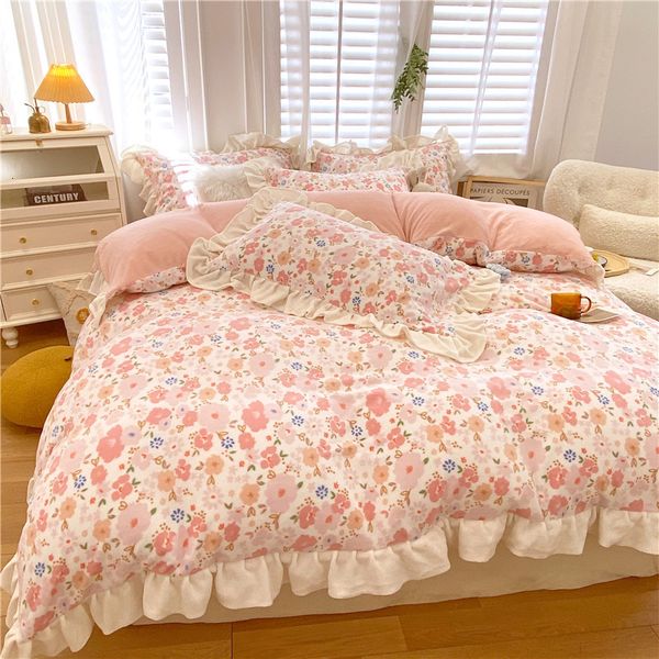 

thickened double-sided milk small frh korean lace baby veet 1.8 bed four piece set