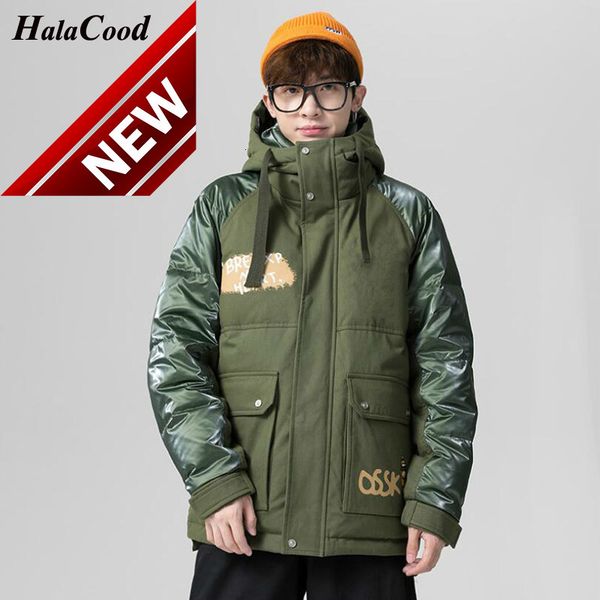 

halacood 2021 winter warm men jacket coat casual autumn stand collar puffer thick white duck parka male men's down, Black