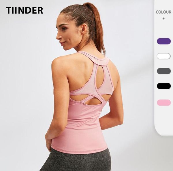 

women's yoga sleeveless shirt quick dry beauty cross back fitness workout sports vest u-neck running jogger sportswear outfit