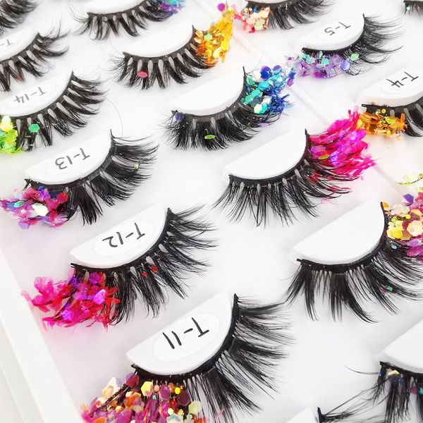 

wholesale colorful eyelashes makeup tools natural long gilter eye lashes make up tools fluffy colored eyelash extension
