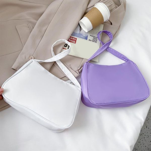 

pouch casual solid color handbag portable female underarm zipper handle bags handbags totes clutch bag cross body