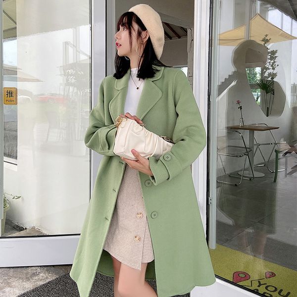 

women's wool & blends korean jacket autumn coat long woman coats winter fashion female outwear parkas manteau femme wpy1217 uftq, Black