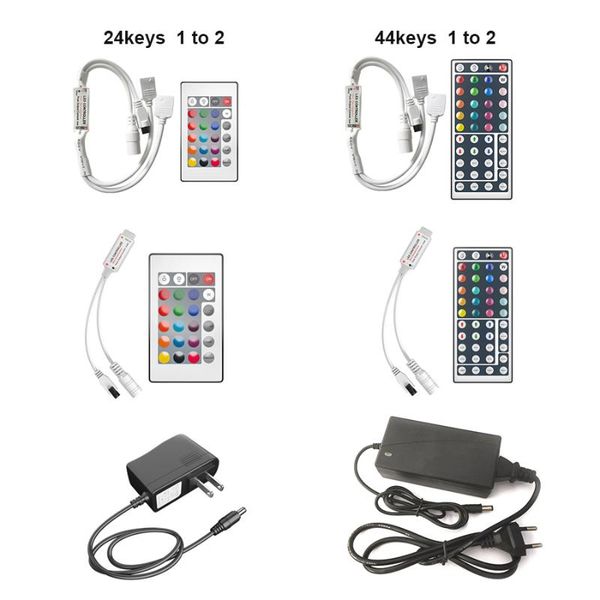 

strip light smd 2835 dc12v and ir 24keys 44keys remote controller 3a 4a 6a adapter power supply strips led